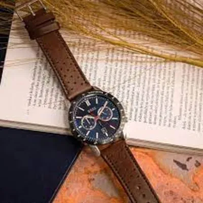 BOSS Allure Chronograph Brown Leather Strap Watch 